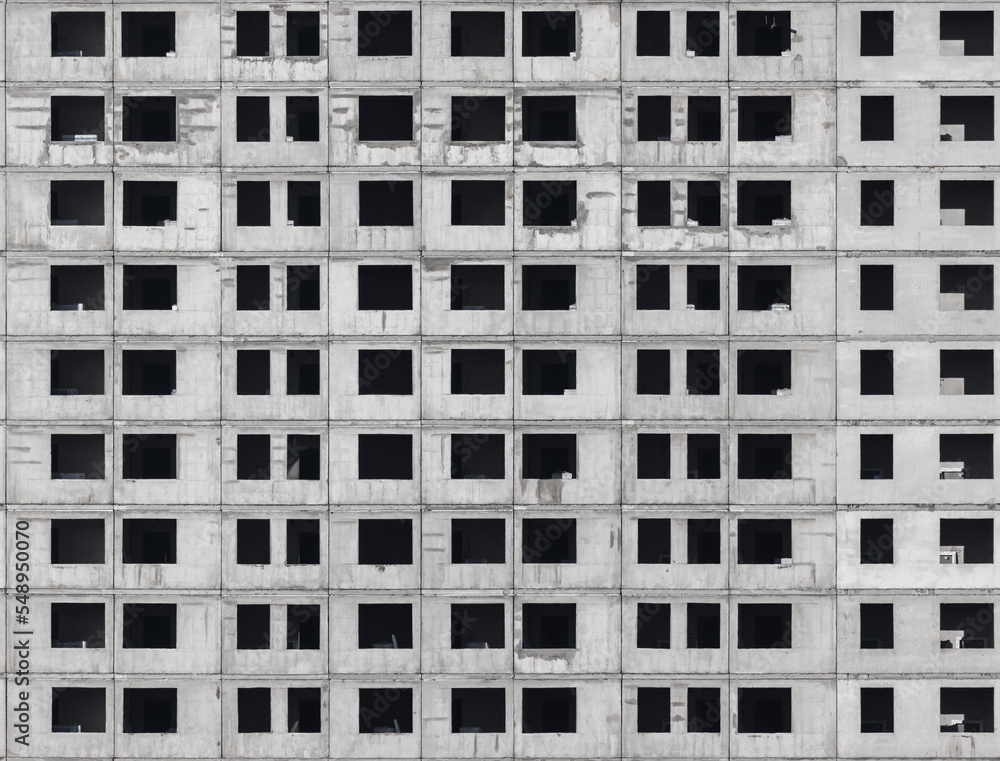Seamless background of concrete wall with empty windows Seamless background of concrete wall with empty windows
