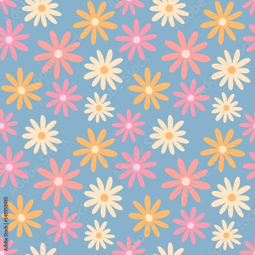 flowers seamless pattern background with daisies