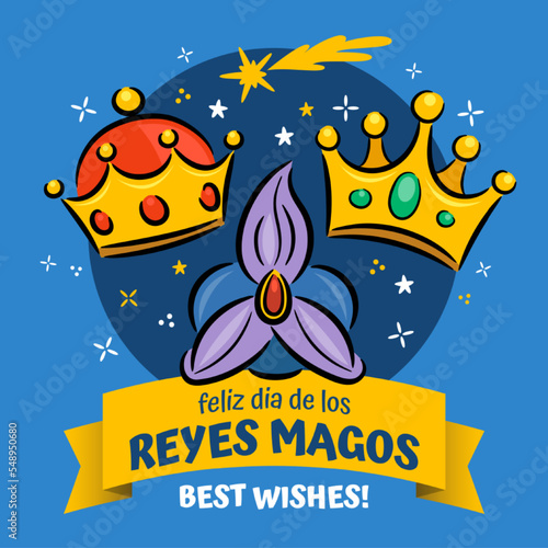 Fototapeta Feliz dia de los reyes magos greeting card