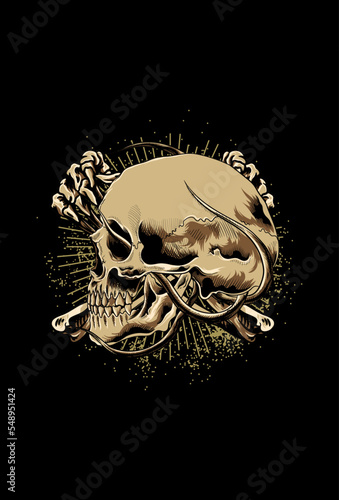 Skull with hand vector illustration