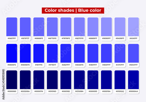 Color palette, Blue color shades, Color harmony, Set of trendy flat colours, Swatches