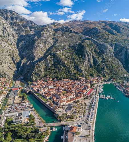 Old town of Kotor, Montenegro, aerial view