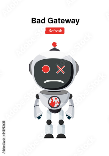 Robot gateway character vector design. Robot ai technology for website page error trouble shooting  element design. Vector Illustration.

