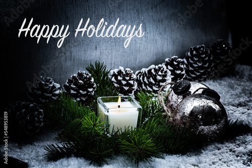 Happy Holidays Christmas Still life with candles