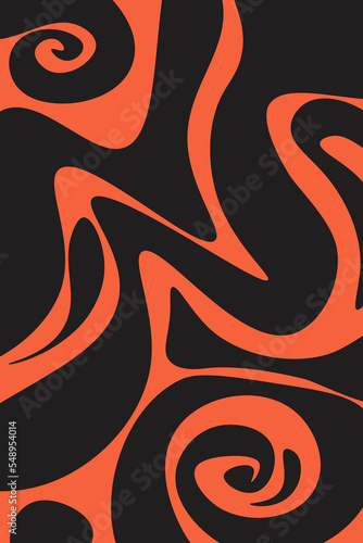 trendy abstract black and orange liquid illustration background