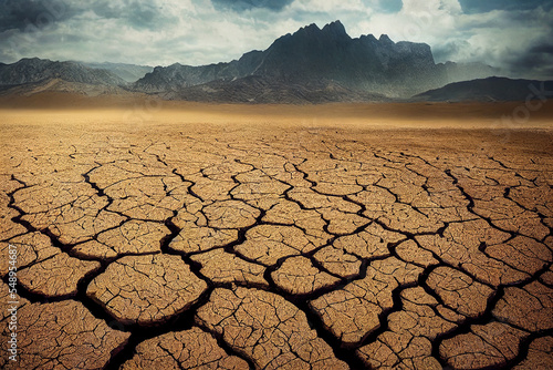 Foto dry cracked earth in desert generative ai illustration