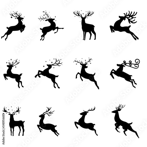 Christmas deer icon vector set. Christmas reindeer illustration sign collection. Animal symbol or logo.