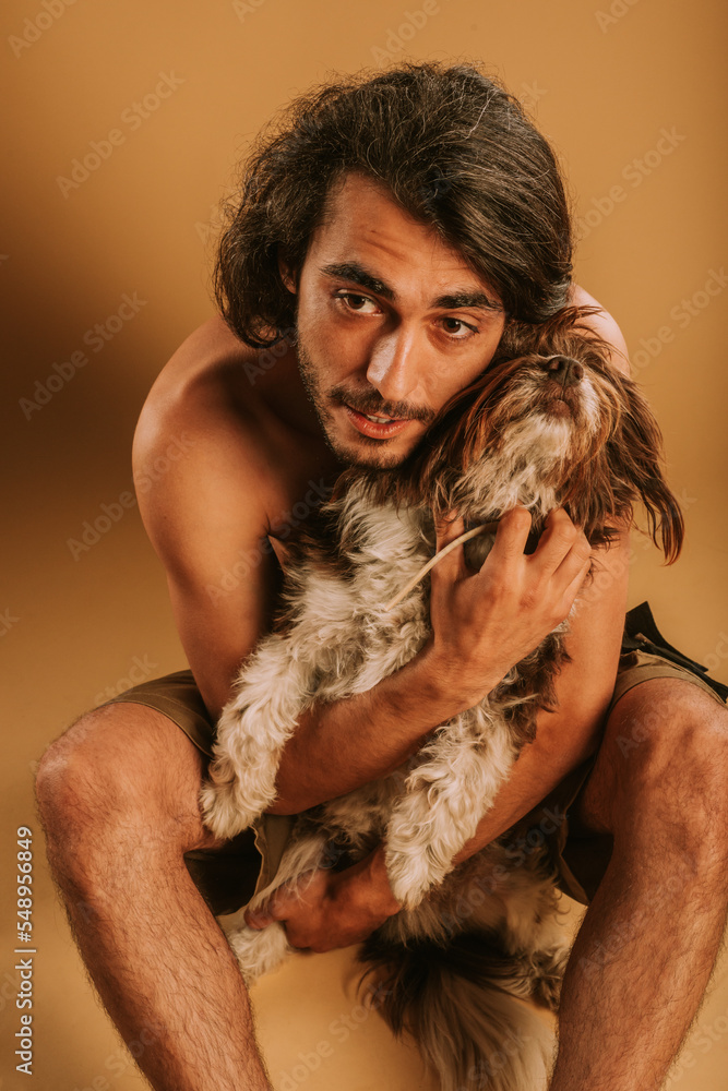 Hugging the dog Hugging the dog