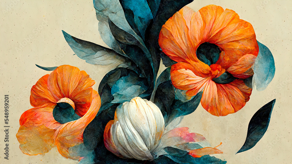 custom made wallpaper toronto digitalabstract floral drawing of a bouquet on a background imitating oil paints, illustration on the theme of floral composition