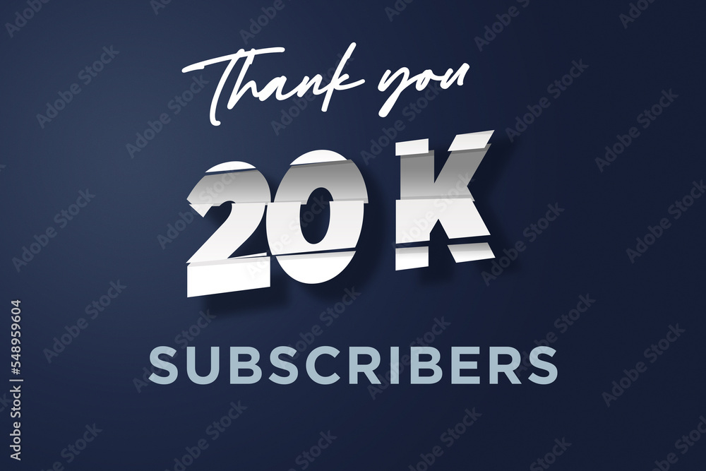 20 K subscribers celebration greeting banner with cutting Design 20 K subscribers celebration greeting banner with cutting Design