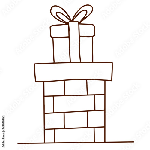 gift box present chimney christmas doodle hand drawn