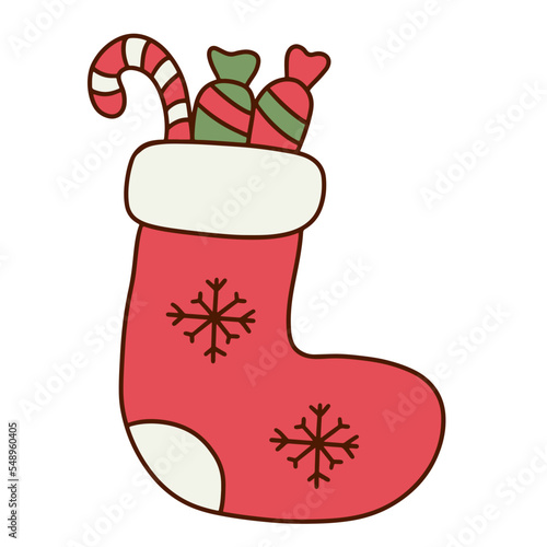 sock christmas candy sweet cane x mas santa claus doodle hand drawn