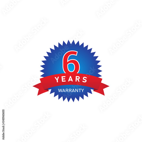 6 years warranty png badge isolated on transparent background