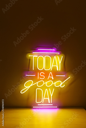Colorful neon sign today is a good day. Trendy style. Neon sign. Custom neon. Home and party decor.