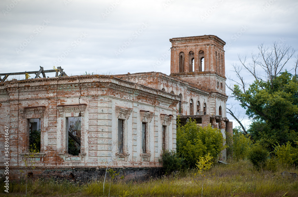 destroyed historical building in the central part of Ukraine
