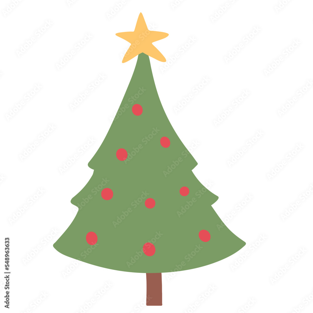 Obraz premium christmas tree x mas pine doodle hand drawn