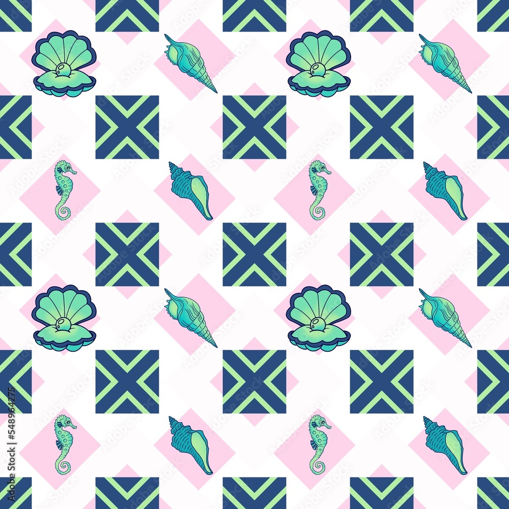 The Art of Ocean in Fashion Seamless Pattern The Art of Ocean in Fashion Seamless Pattern