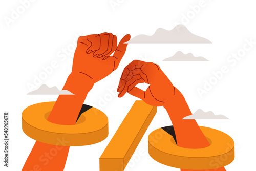 Hands in Percentage Sign as Wearing Handcuffs Vector Illustration