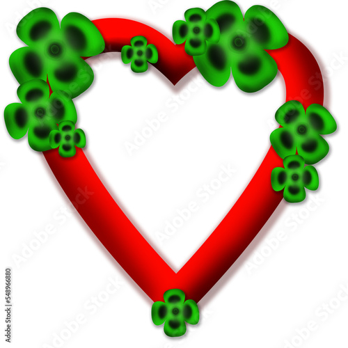 rotes Herz mit Kleeblättern
