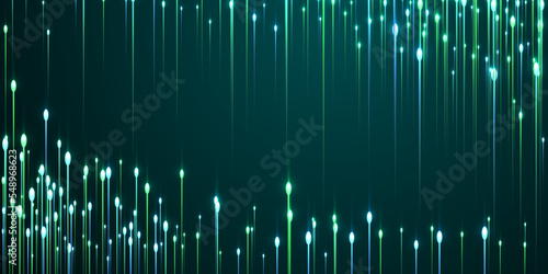 Upward glowing line streams fiber optics concept.