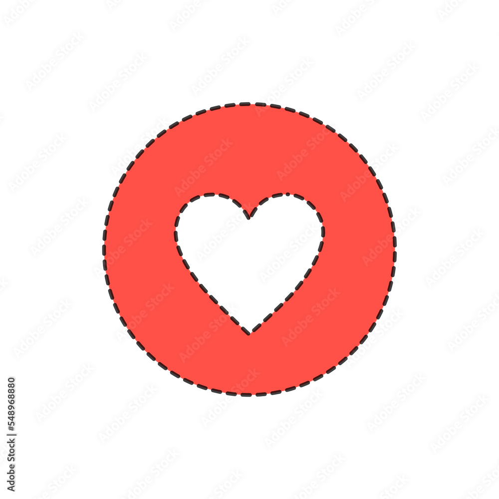 illustrazione di cerchio rosso con cuore su sfondo trasparente