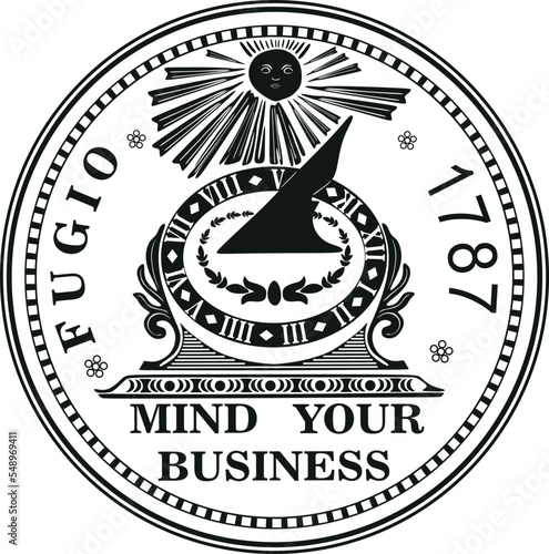 american fugio coin year 1787 vector design handmade