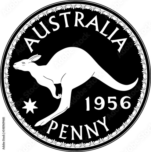 australia coin penny vintage 1956 black design