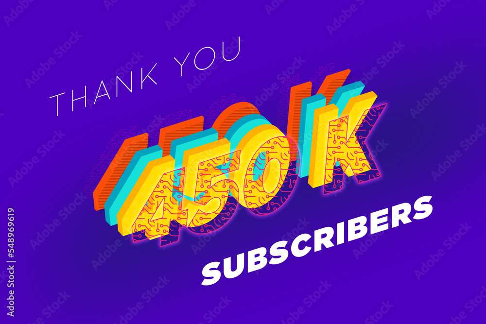 450 K  subscribers celebration greeting banner with tech Design