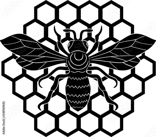 bee on honeycomb silhouette logo