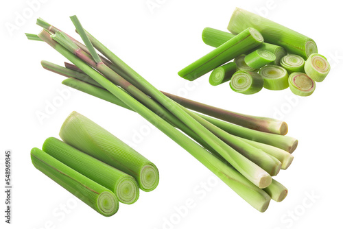 Cuadro en lienzo Lemongrass, chopped and cut stems (Cymbopogon citratus) isolated png