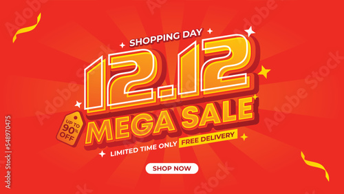 1212 Mega Sale Banner or Poster Vector Template Design for Advertising And Promotion