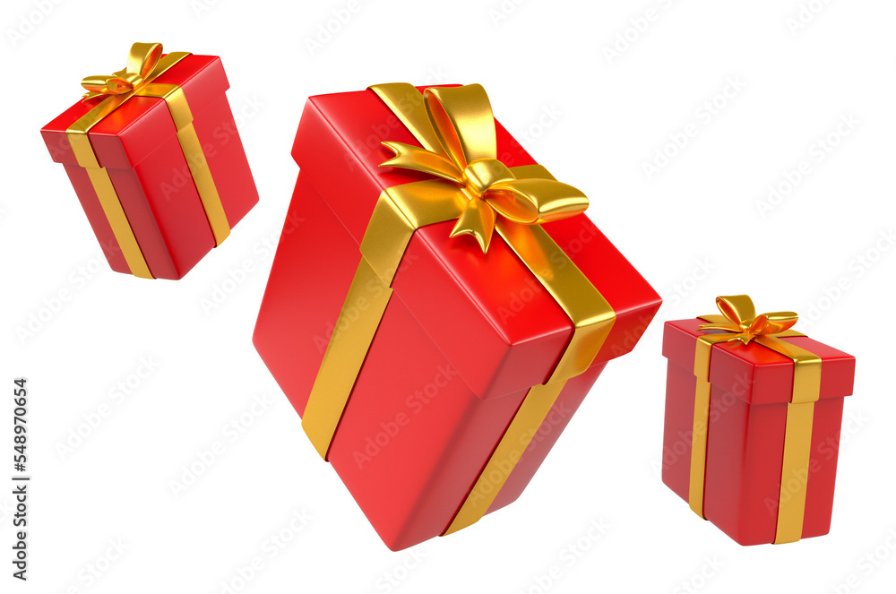 Christmas gift boxes in cartoon 3d render Christmas gift boxes in cartoon 3d render