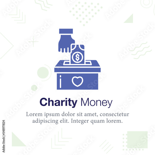 Charity Money box vector icon illustration