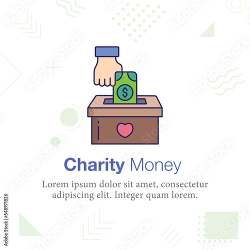 Charity Money box vector icon illustration