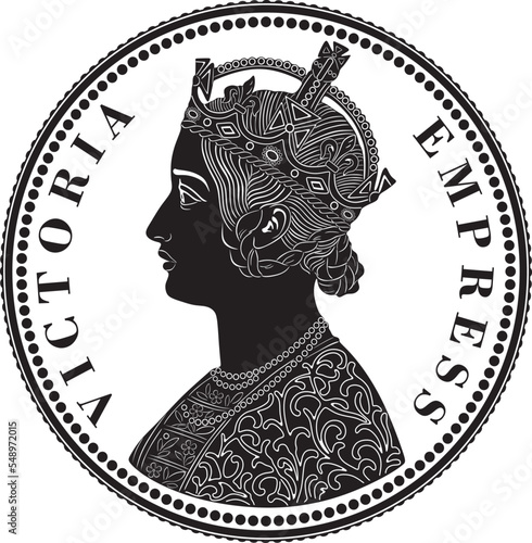 England silver coin queen victoria vector design.