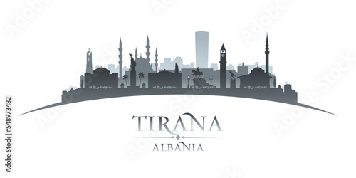 Tirana Albania city silhouette white background