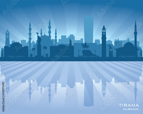 Tirana Albania city skyline vector silhouette