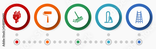 House services vector icon set, house work flat design web buttons, infographic template