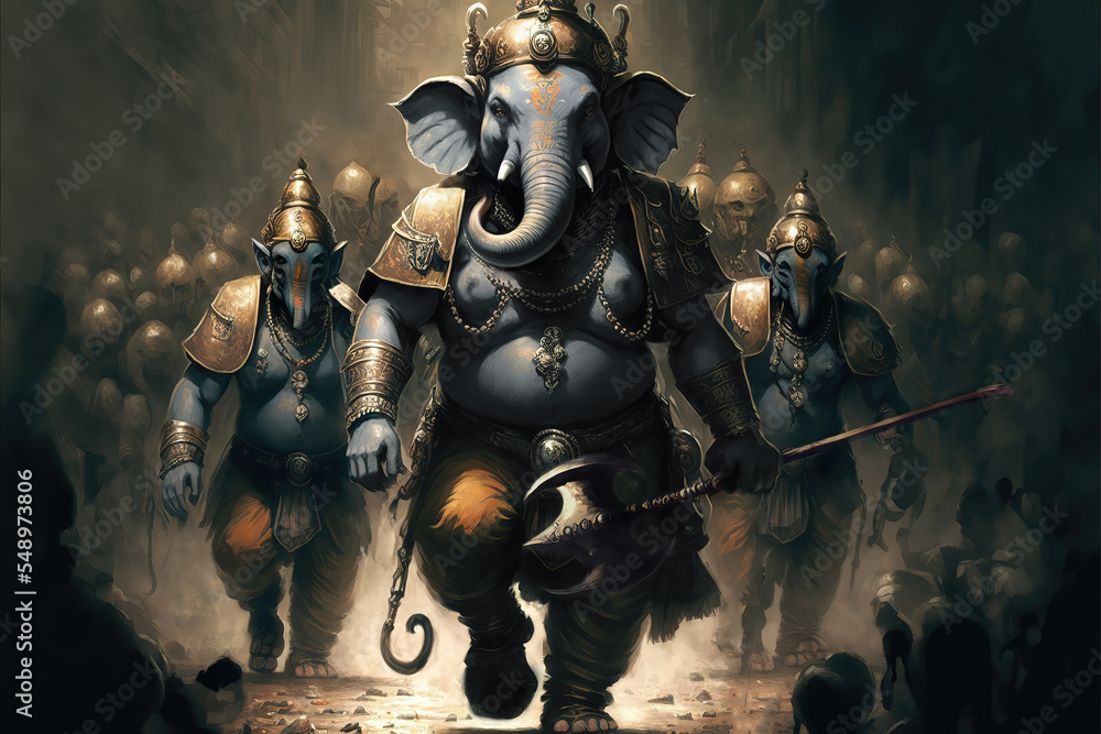 AI Generated Image Of Hindu God Ganesha Leading His Army Into A War ai-generated-image-of-hindu-god-ganesha-leading-his-army-into-a-war