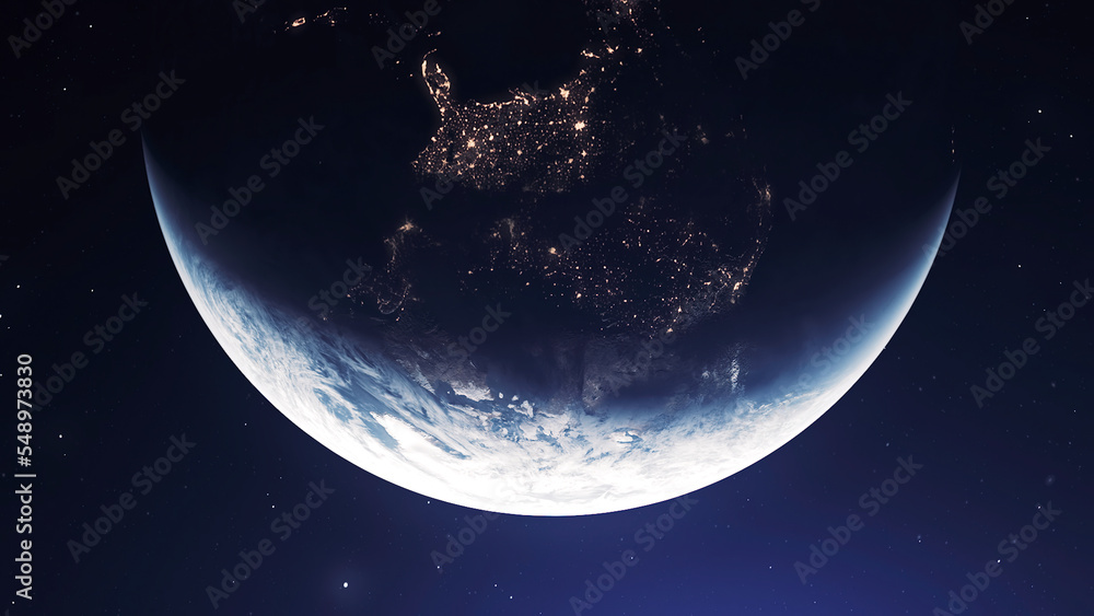 Rapid Rotation Rotating planet Earth. Motion. Rapid rotation of Earth with life ...