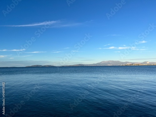 Blue sea horizon, sea background