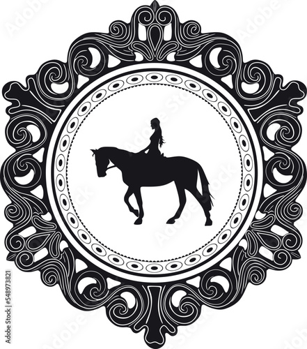 Girl with horse and vintage frame