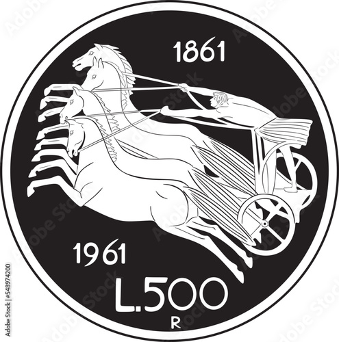 italy coin 500 lire 1961 vector design