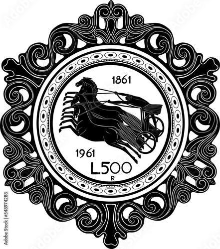 italy coin 500 lire 1961 vector design and frame