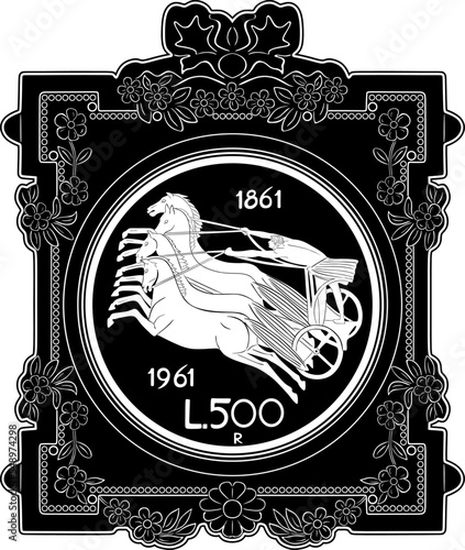 italy coin 500 lire 1961 vector design and frame