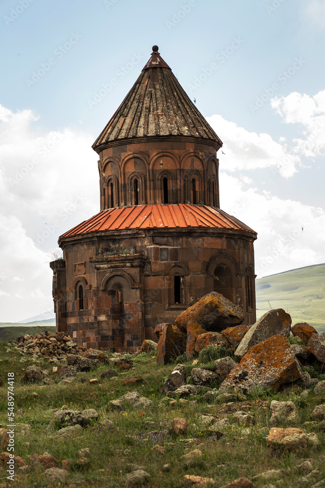 Fototapeta premium Ani Ruins, Ani is a ruined and uninhabited medieval Armenian city-site situated in the Turkish province of Kars.