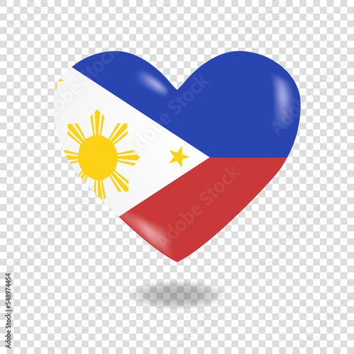 Volumetric heart of Philippines on checkered background denoting transparency, vector photo