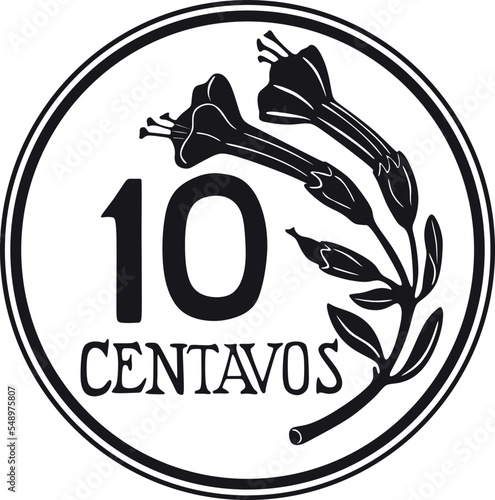 peru coin 10 cent vector design