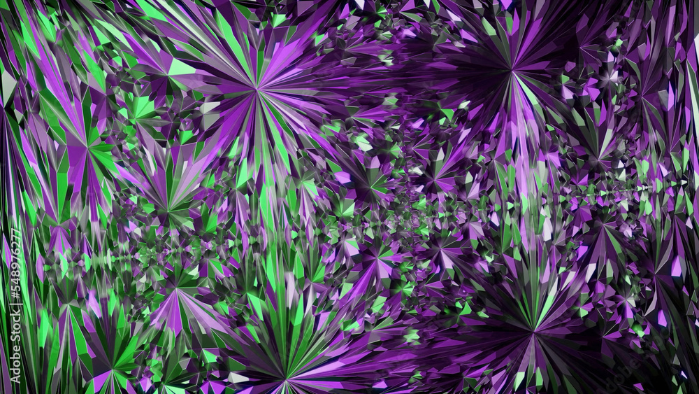 Obraz premium Colorful crystal pattern in motion. Design. Abstract pattern in motion of kaleidoscope or glass chip. Mosaic or glass kaleidoscope pattern with distortions