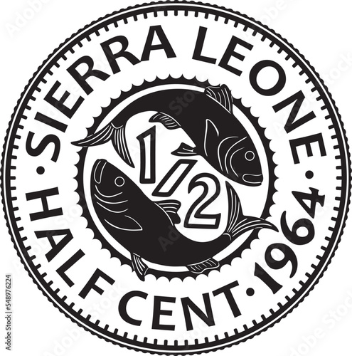 Sierra leone half cent coin vector design